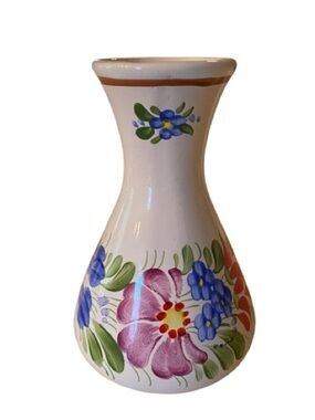 Vintage Chodovia Domazlice Czech Art Pottery Bud Vase 4.75” Hand Painted Floral